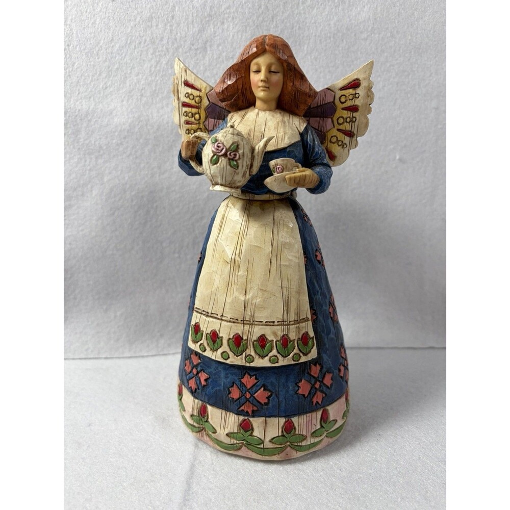 Jim Shore Heartwood Creek Angel of Hospitality Angel w/Teapot and Tea Cup 2002